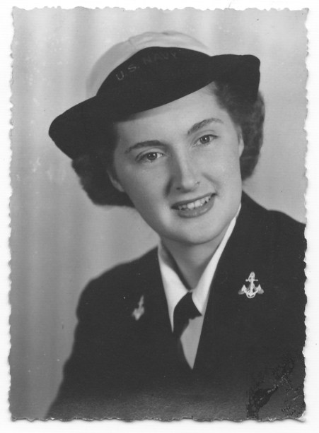 This is Bim’s sister Lois, a WAVE (Navy) in 1944. My aunt, so your great-aunt, and the kids’ great-great. Here’s a bit of history about the WAVEs: http://www.history.navy.mil/photos/prs-tpic/females/wave-ww2.htm