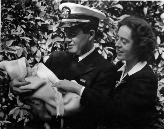 Dad, Mary, and Chang in his Navy uniform, 1943.